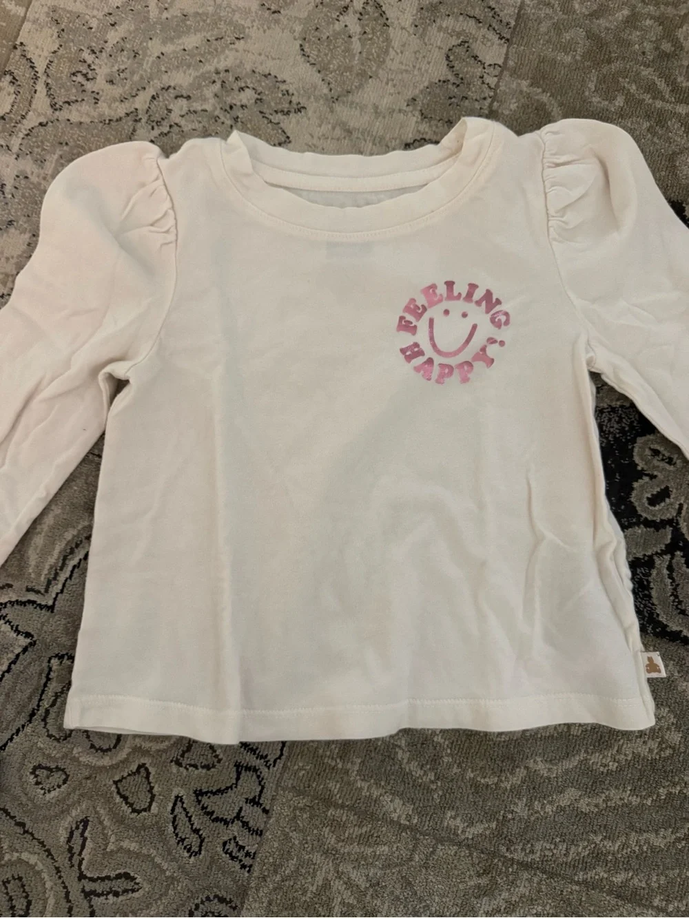 GAP Girls' Long-Sleeve Tees - White, Navy & Pink Accents